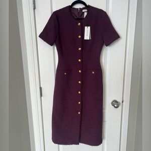 Aritzia Babaton Vanderbilt Tweed Midi Dress with Gold Buttons